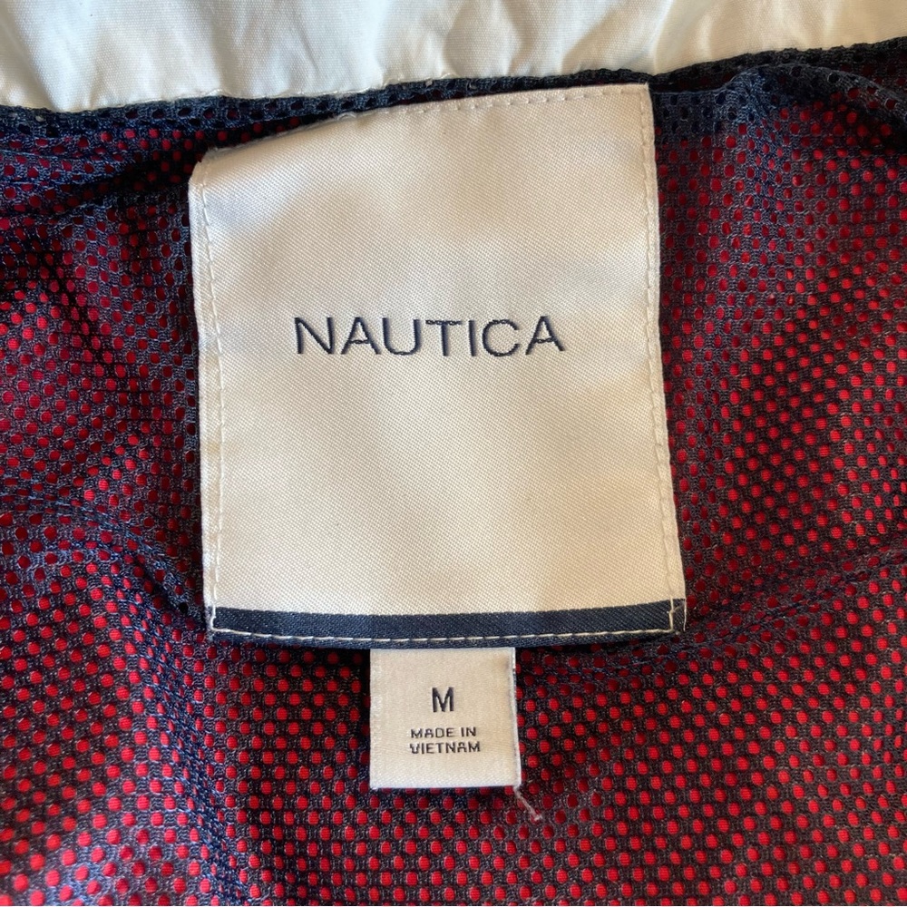 Nautica Red Windbreaker with Navy Details Mens Medium - Picture 15 of 15